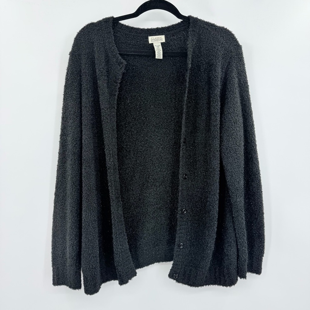 Classic Elements Glitter Specks Black Cardigan Op… - image 1